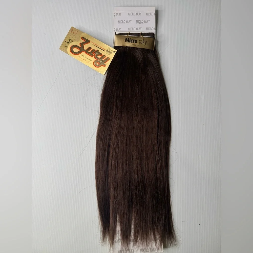 Zury Micro Yaky 100% Human Hair Weft – 16” Straight Perm Yaki, Color #4